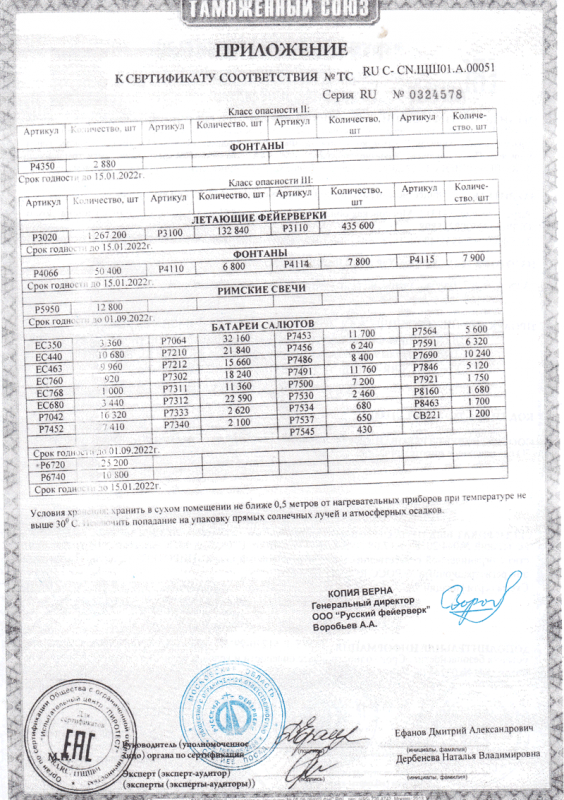 Сертификат соответствия № 0324578  - Старица | starica.salutsklad.ru 